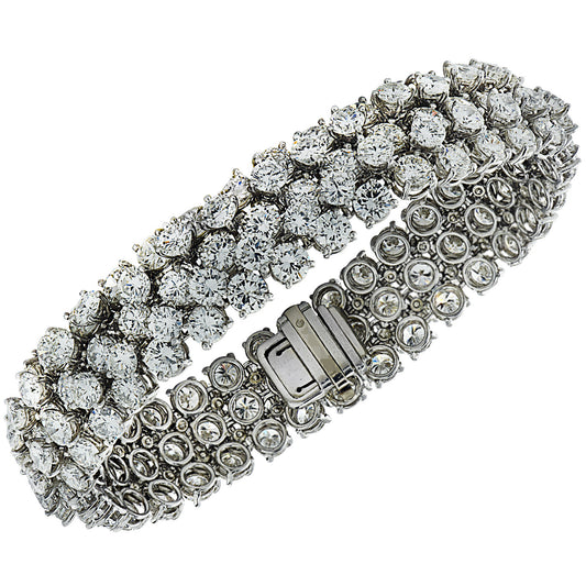Oscar Heyman 1970s Platinum Diamond Bracelet front angled view