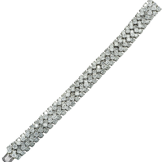 Oscar Heyman 1970s Platinum Diamond Bracelet laid out front view