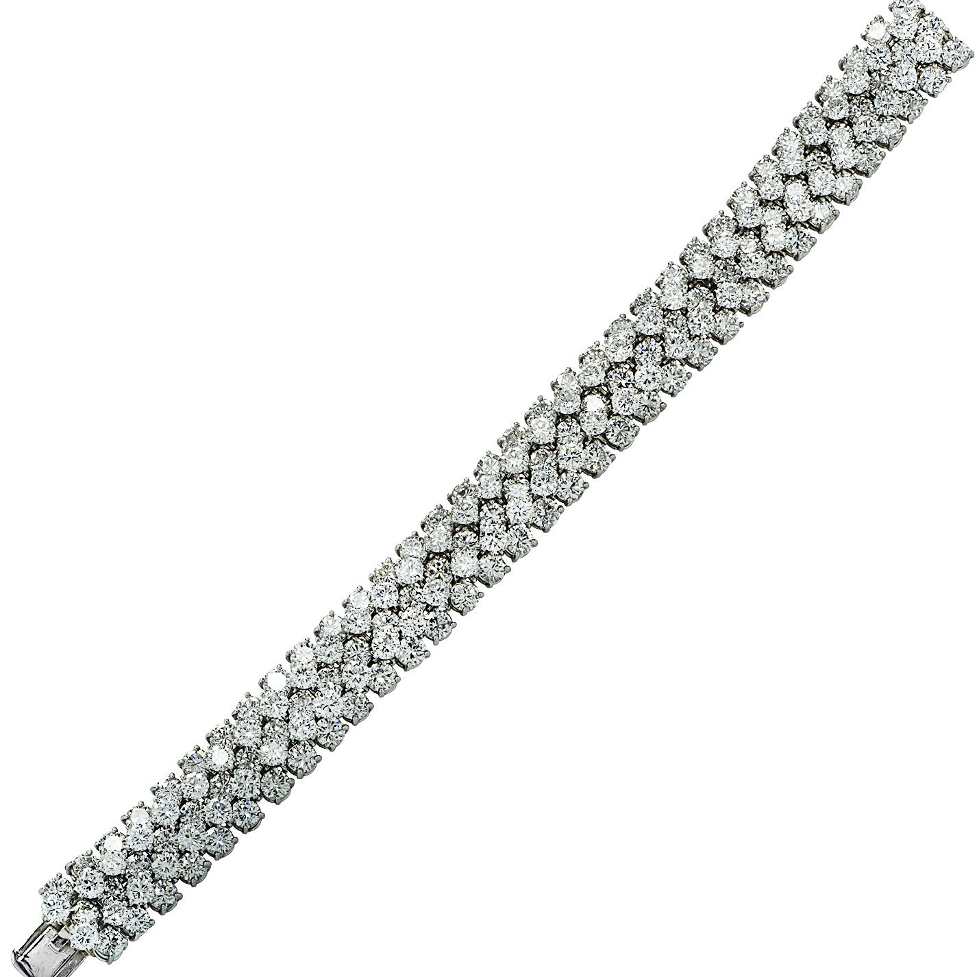 Oscar Heyman 1970s Platinum Diamond Bracelet laid out front view