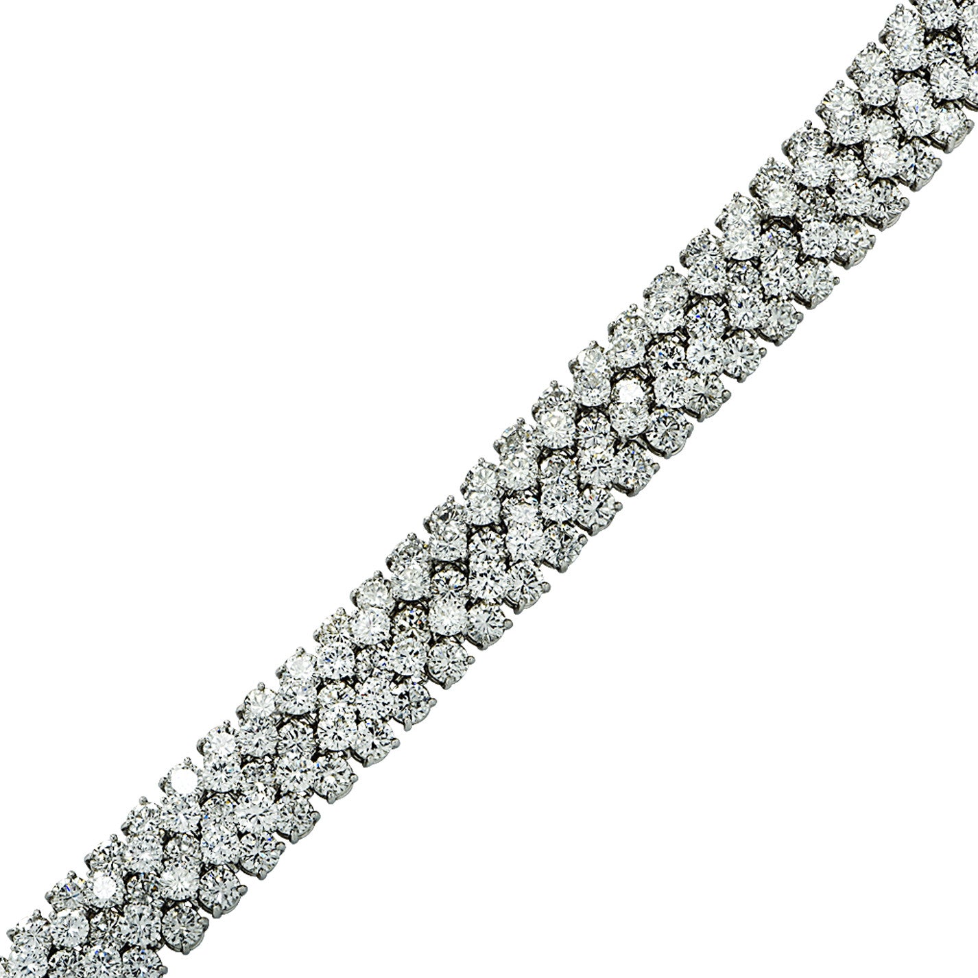 Oscar Heyman 1970s Platinum Diamond Bracelet laid out front view close-up