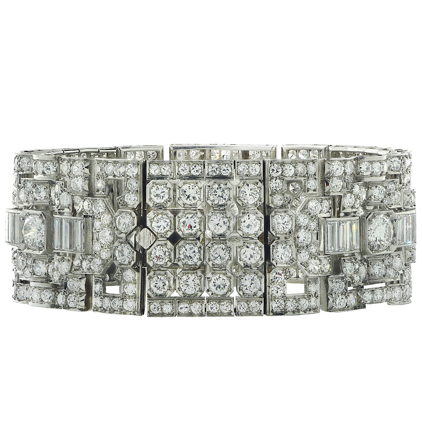Art Deco Platinum Diamond Bracelet side view