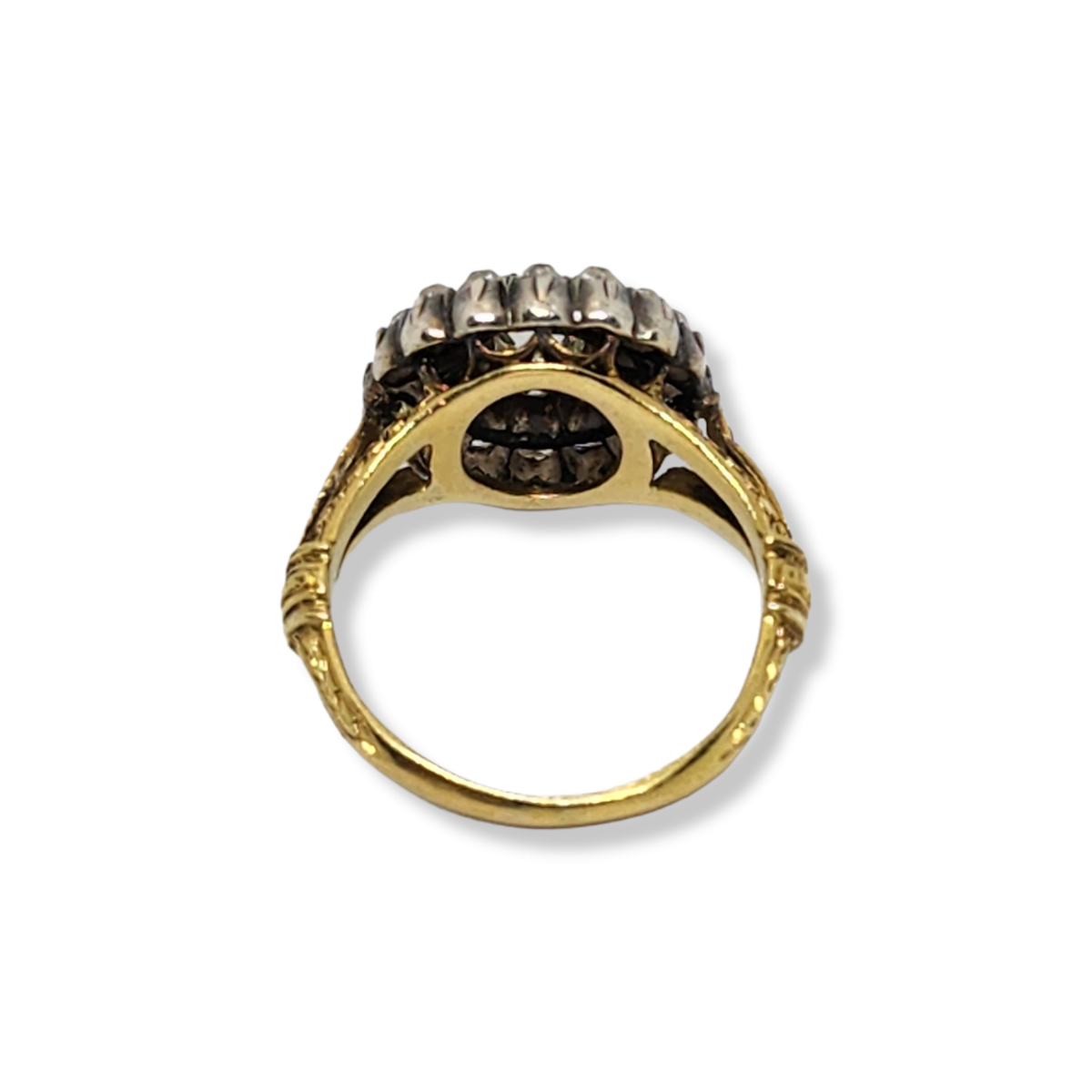 Antique Silver & Yellow Gold Diamond Ring back view