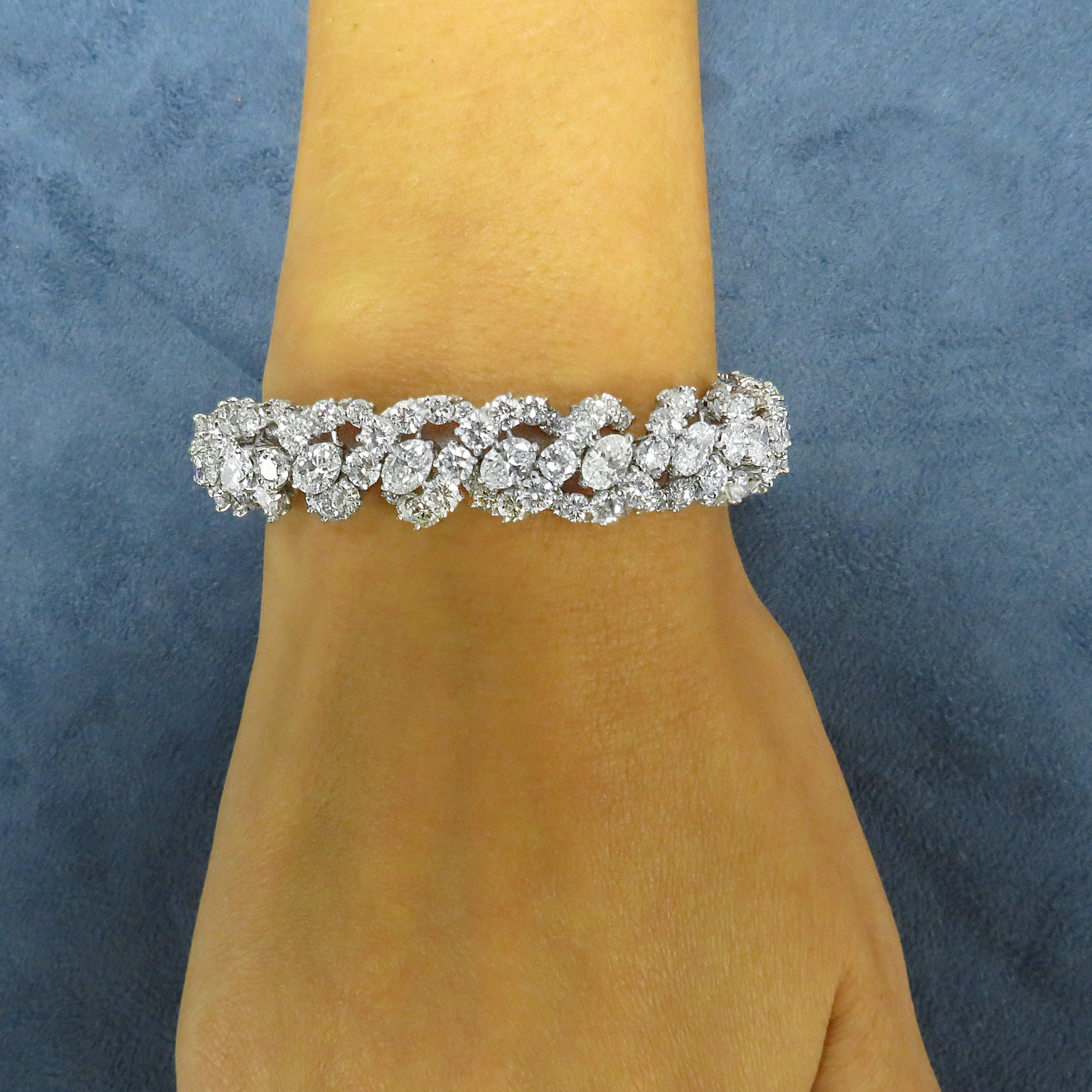 Oscar Heyman 1960s Platinum Diamond Bracelet worn on wrist