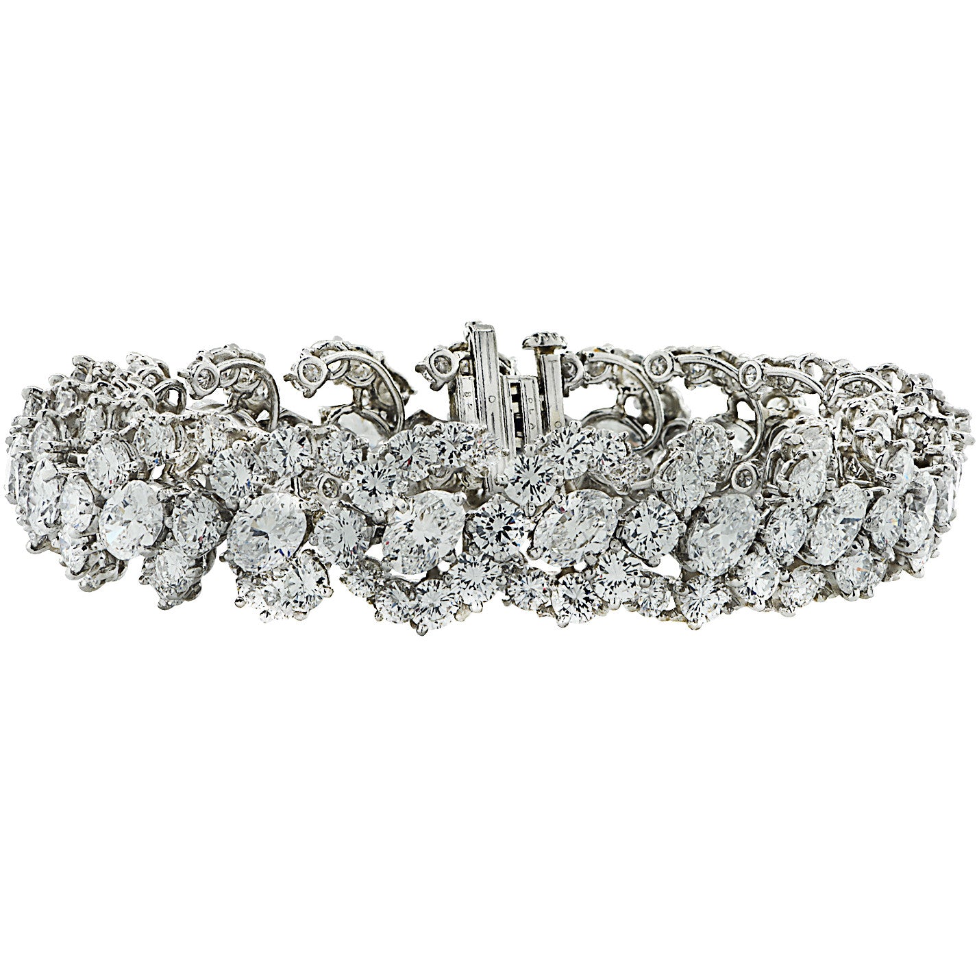 Oscar Heyman 1960s Platinum Diamond Bracelet front view