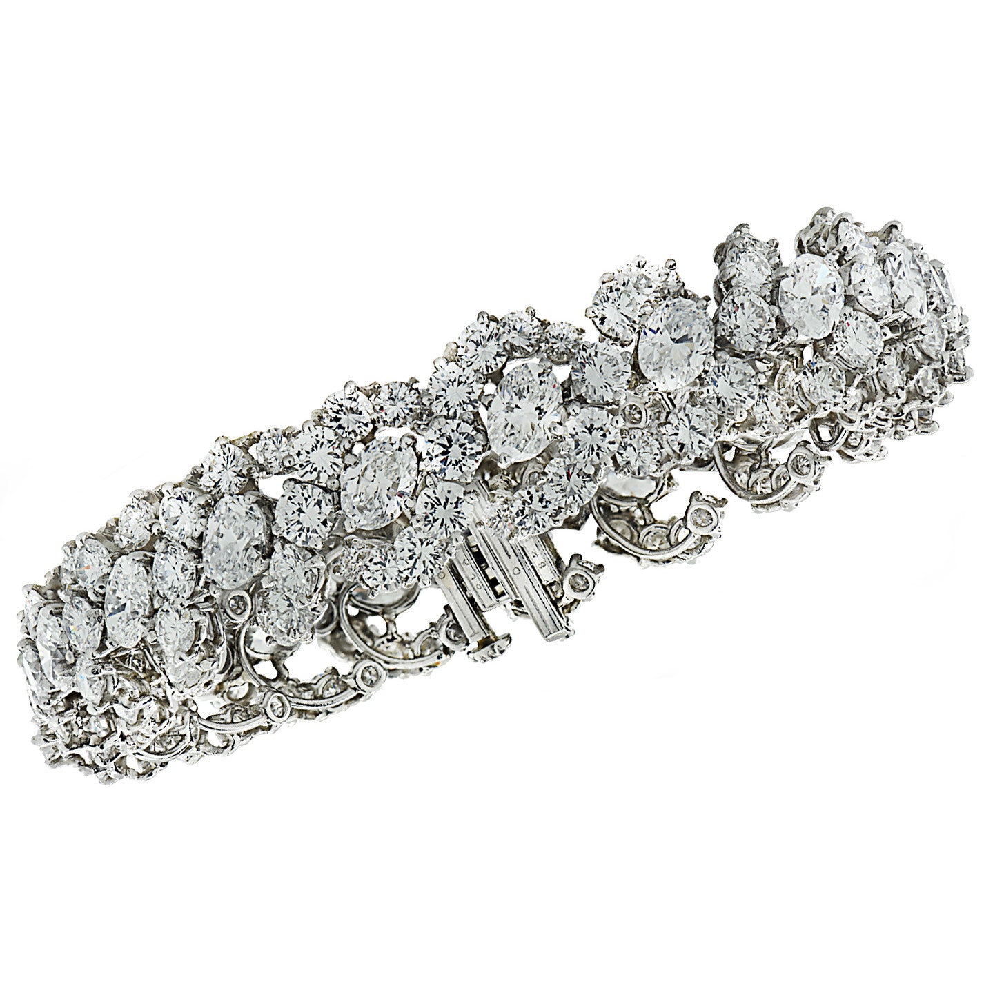 Oscar Heyman 1960s Platinum Diamond Bracelet front view