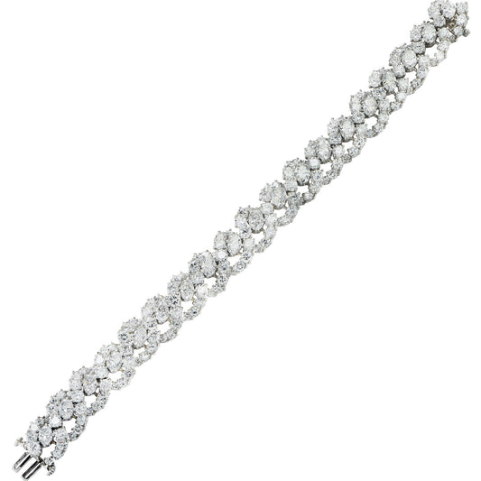 Oscar Heyman 1960s Platinum Diamond Bracelet laid out front view