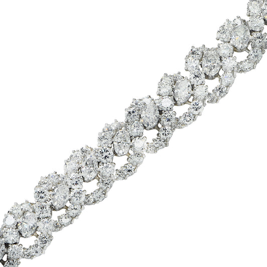 Oscar Heyman 1960s Platinum Diamond Bracelet close-up laid out front view