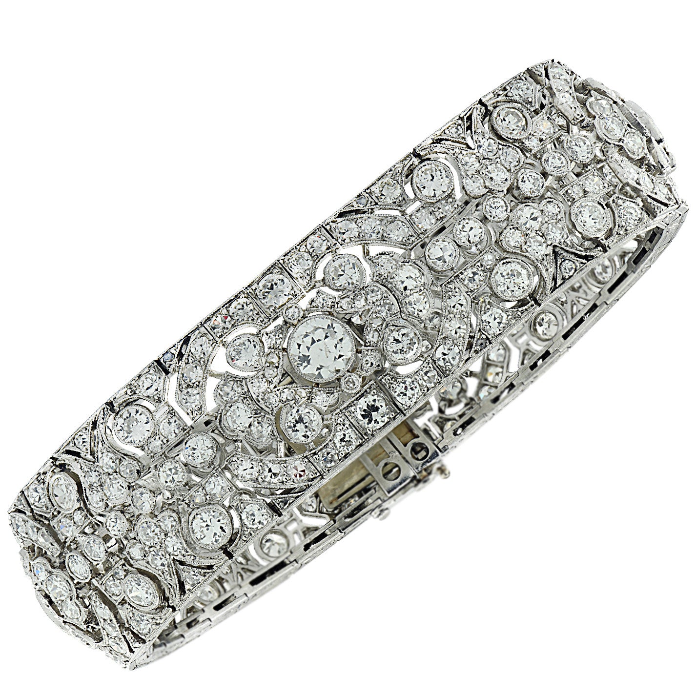 Art Deco Platinum Diamond Bracelet front view