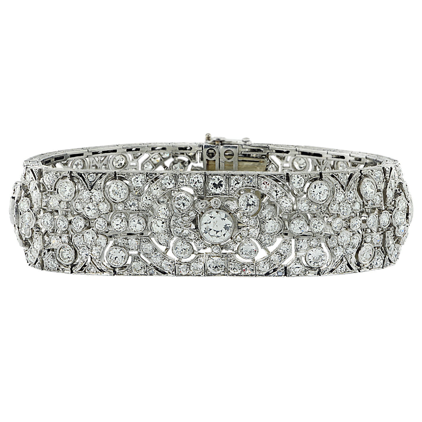 Art Deco Platinum Diamond Bracelet front view