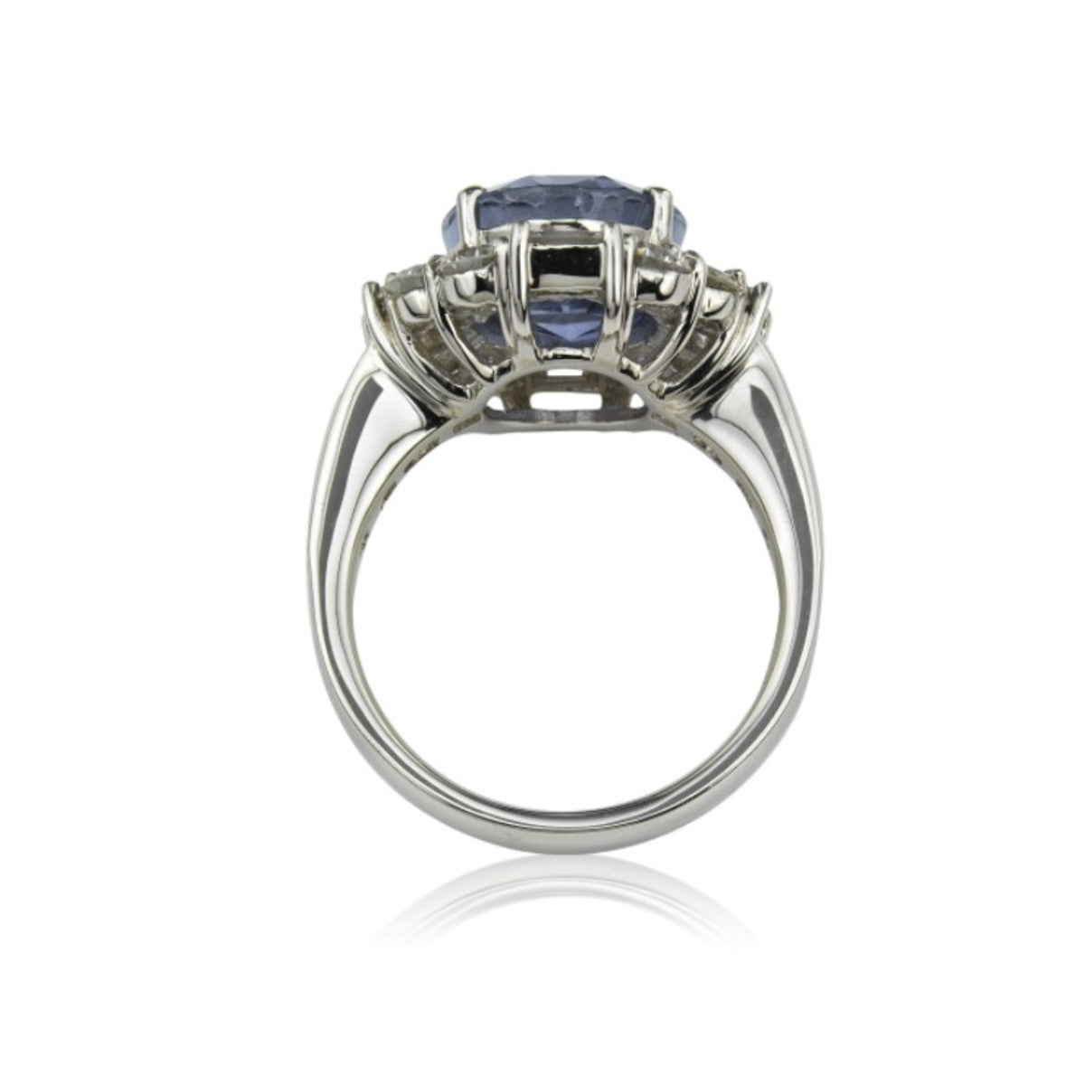 1950s Platinum Sapphire & Diamond Ring vertical view