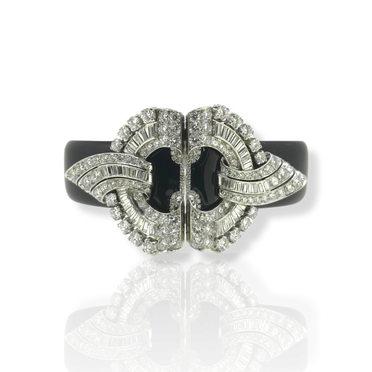 1930s Platinum & White Gold Diamond Double Clip Bracelet front view