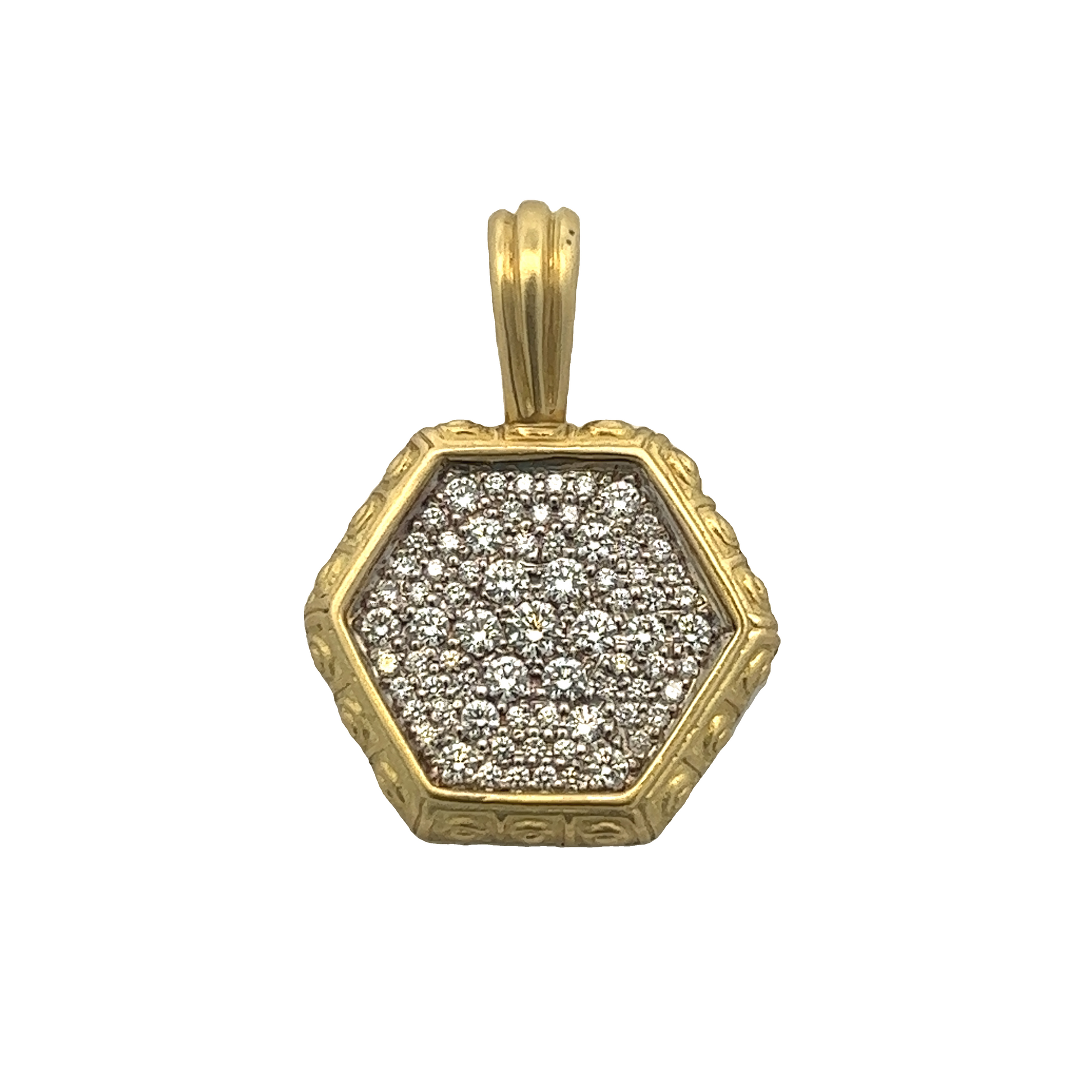 1980s 18KT Yellow Gold Diamond Pendant front view