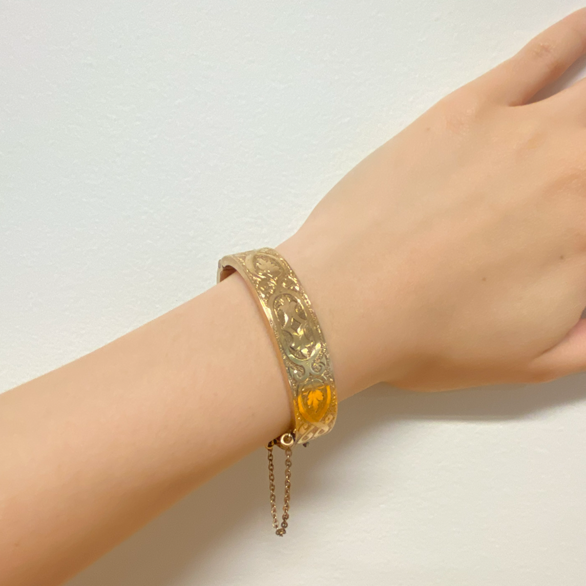 Victorian 14KT Yellow Gold Bracelet worn on wrist