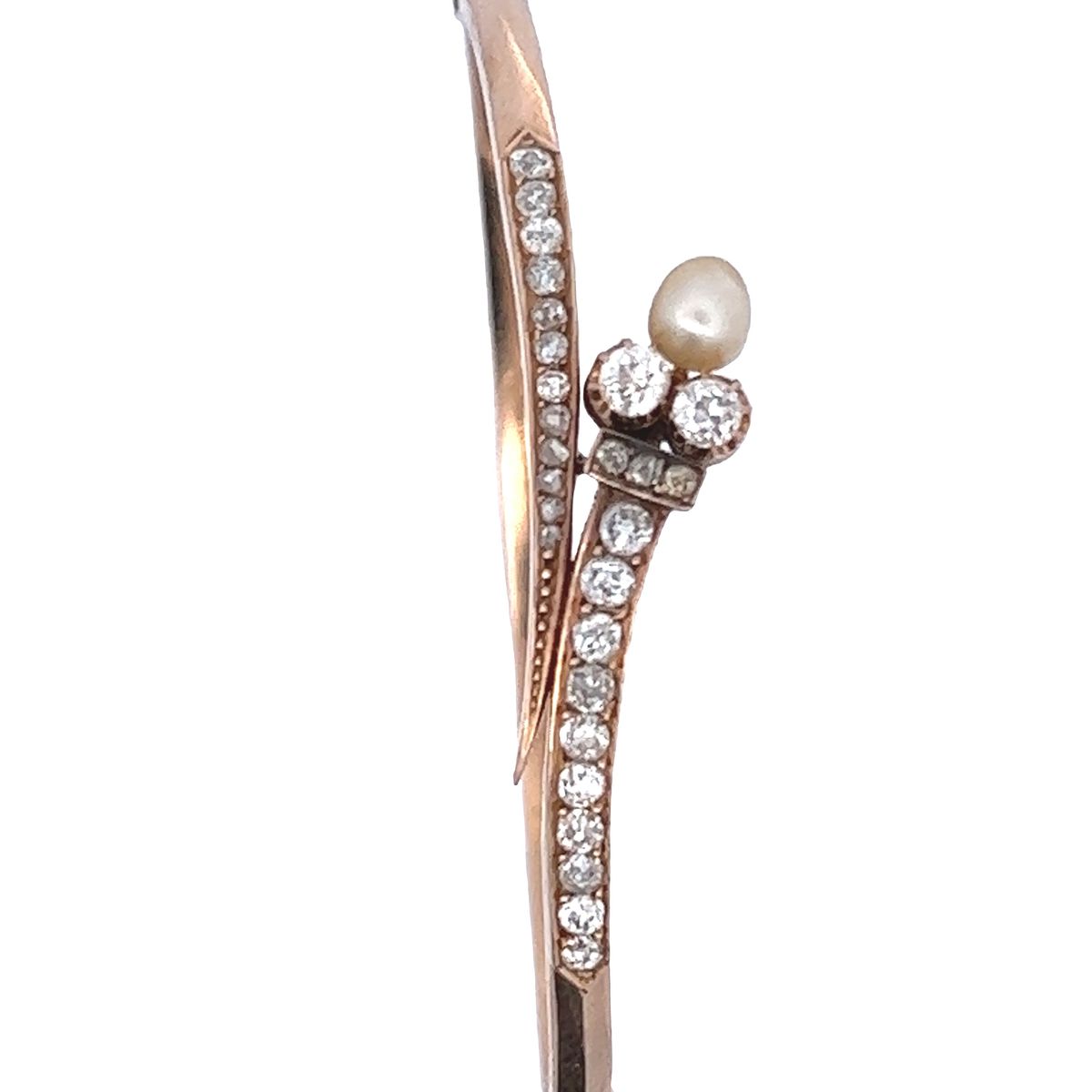 Victorian Gold Diamond & Natural Pearl Bracelet close-up details