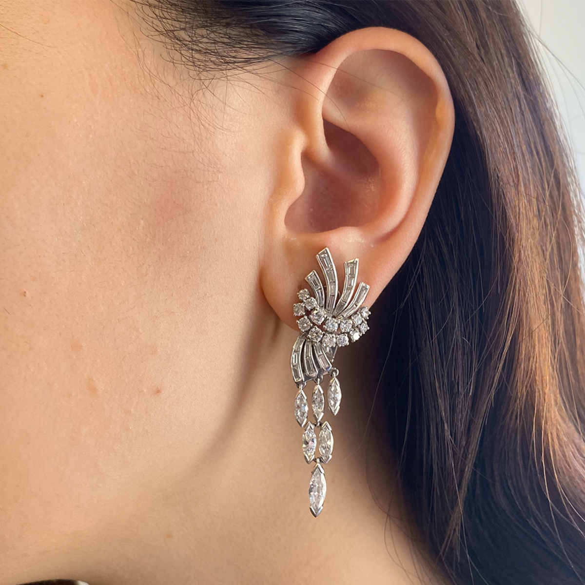 Pear Cut Cluster Diamonds 10.63 Carat Platinum Earrings – MaxJewelryInc
