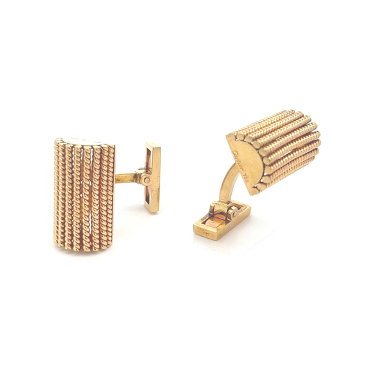 Cartier 1950s 18KT Yellow Gold Cufflinks front and top view