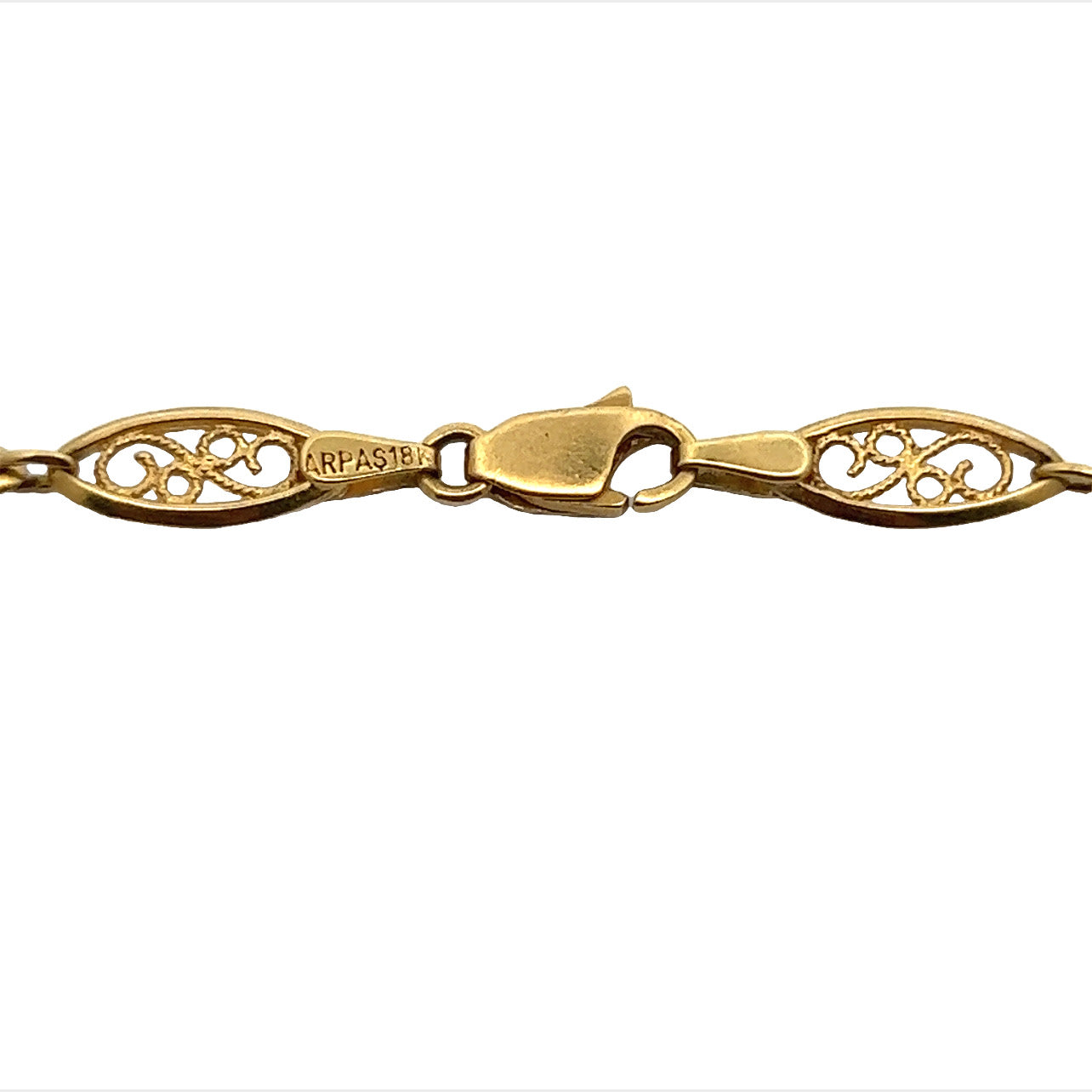 Art Nouveau 18KT Yellow Gold Necklace close-up of clasp