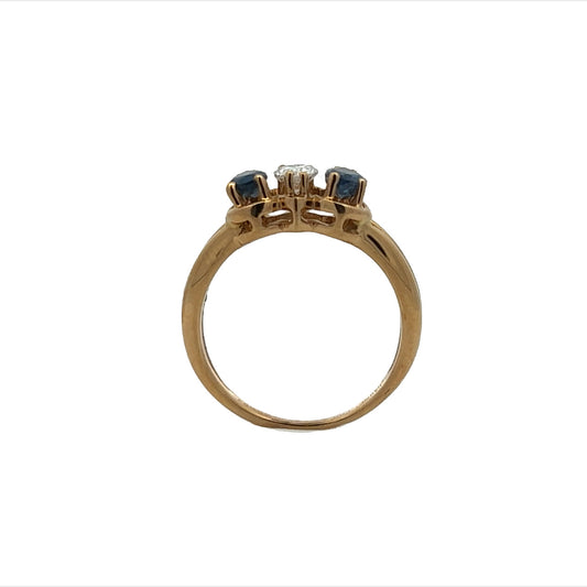 Chaumet 1950s 18KT Yellow Gold Sapphire & Diamond Ring profile view