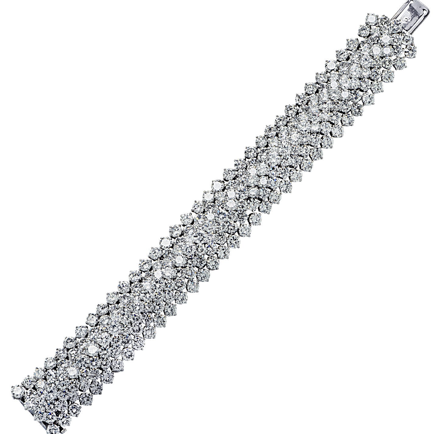 1970s Platinum Diamond Bracelet laid flat