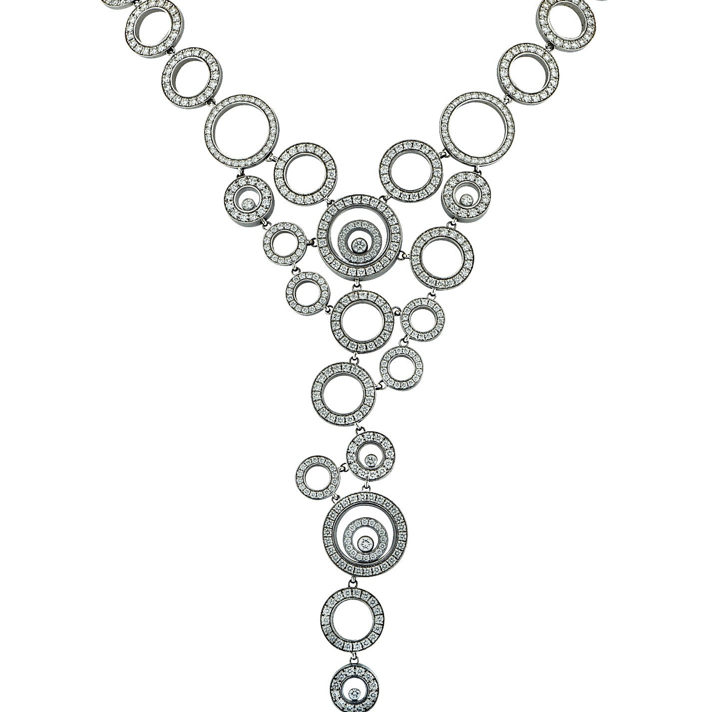 Chopard Post-1980s 18KT White Gold Diamond Necklace front view close-up