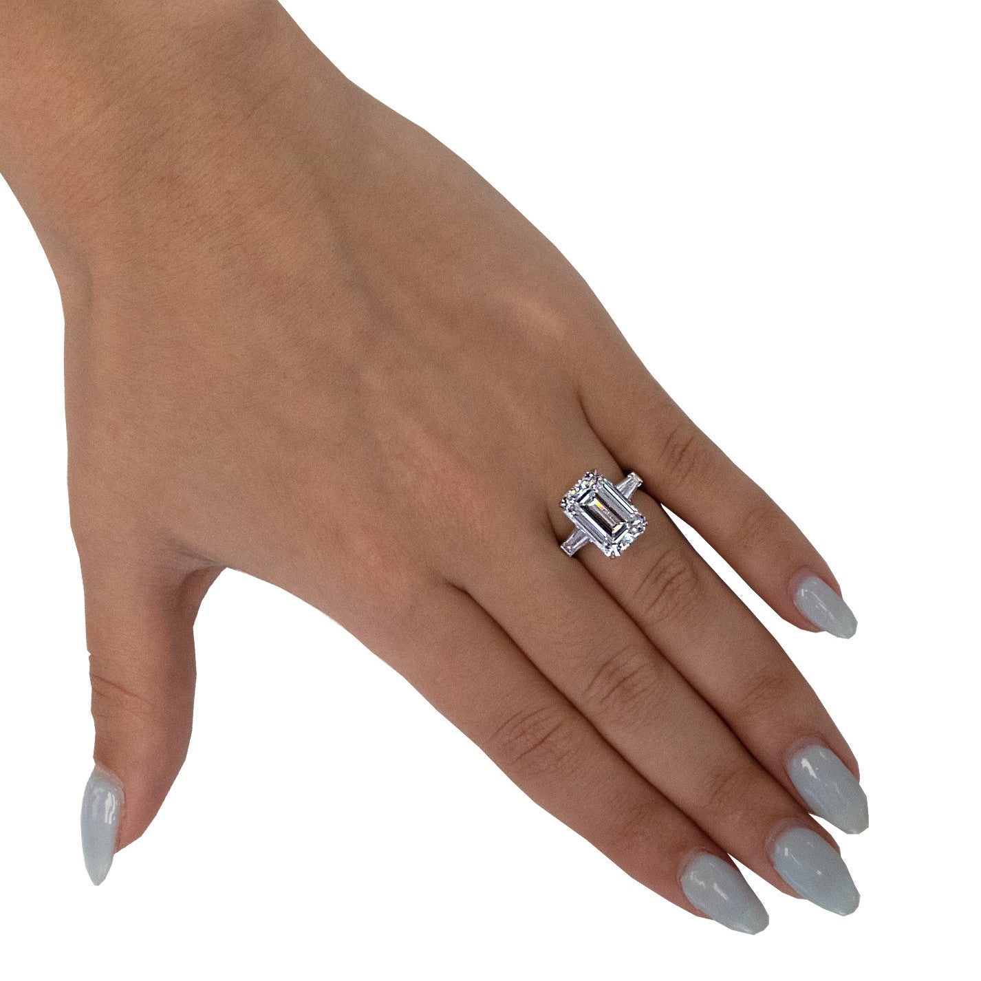 Post-1980s Platinum Diamond Ring worn on hand