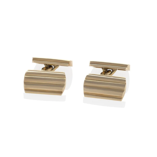 Tiffany & Co. 1950s 14KT Yellow Gold Ribbed Cufflinks front view