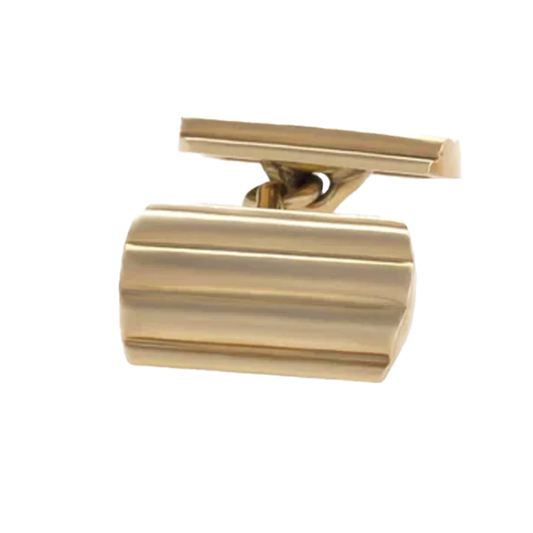 Tiffany & Co. 1950s 14KT Yellow Gold Ribbed Cufflinks close-up front view