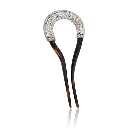Cartier Edwardian Platinum Diamond Hair Comb front view
