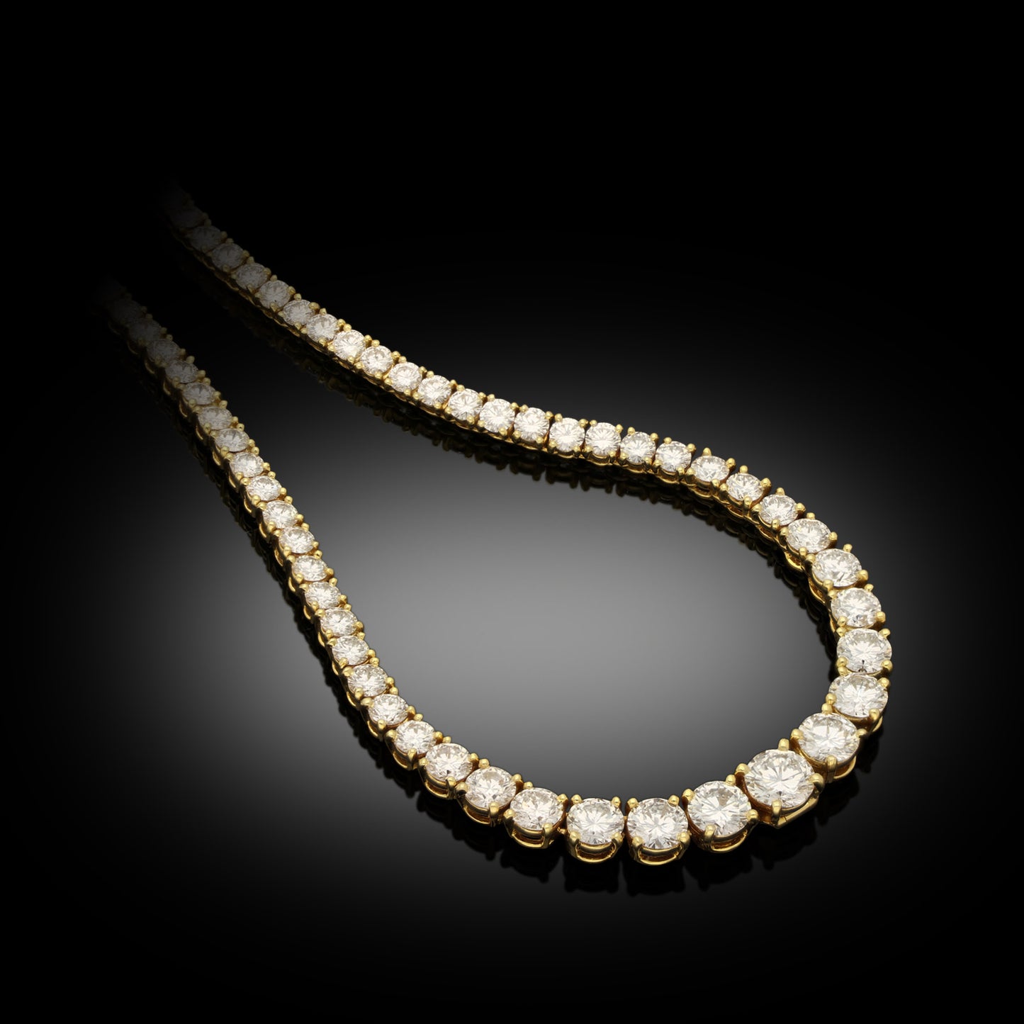 Cartier French Post-1980s 18KT Yellow Gold Diamond Tennis Necklace close-up front view