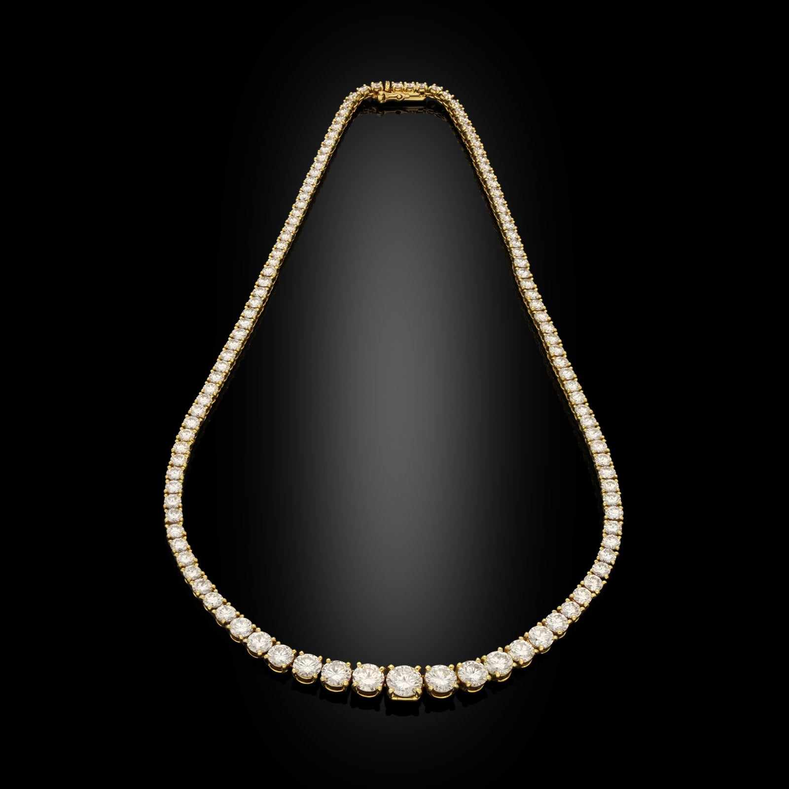 Cartier French Post-1980s 18KT Yellow Gold Diamond Tennis Necklace front view