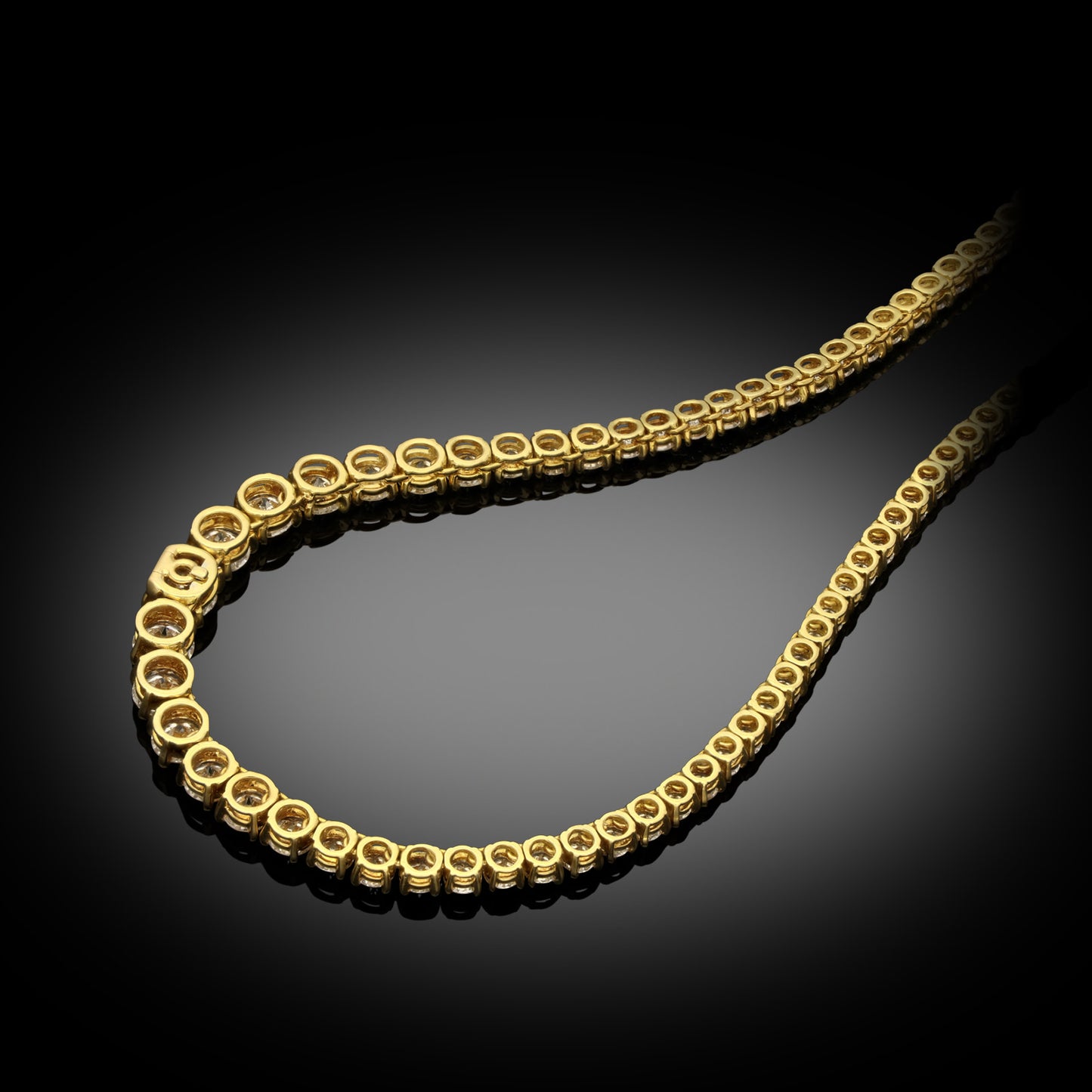 Cartier French Post-1980s 18KT Yellow Gold Diamond Tennis Necklace back view