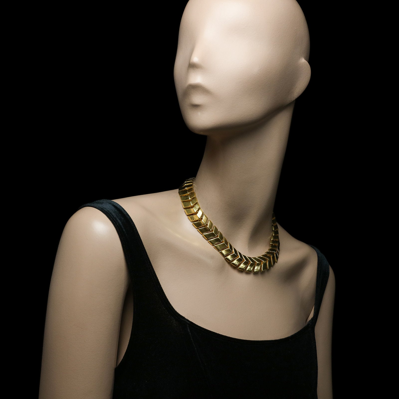 Ilias Lalaounis 1970s 18KT Yellow Gold 'Luristan to Persepolis' Collection Necklace worn on neck