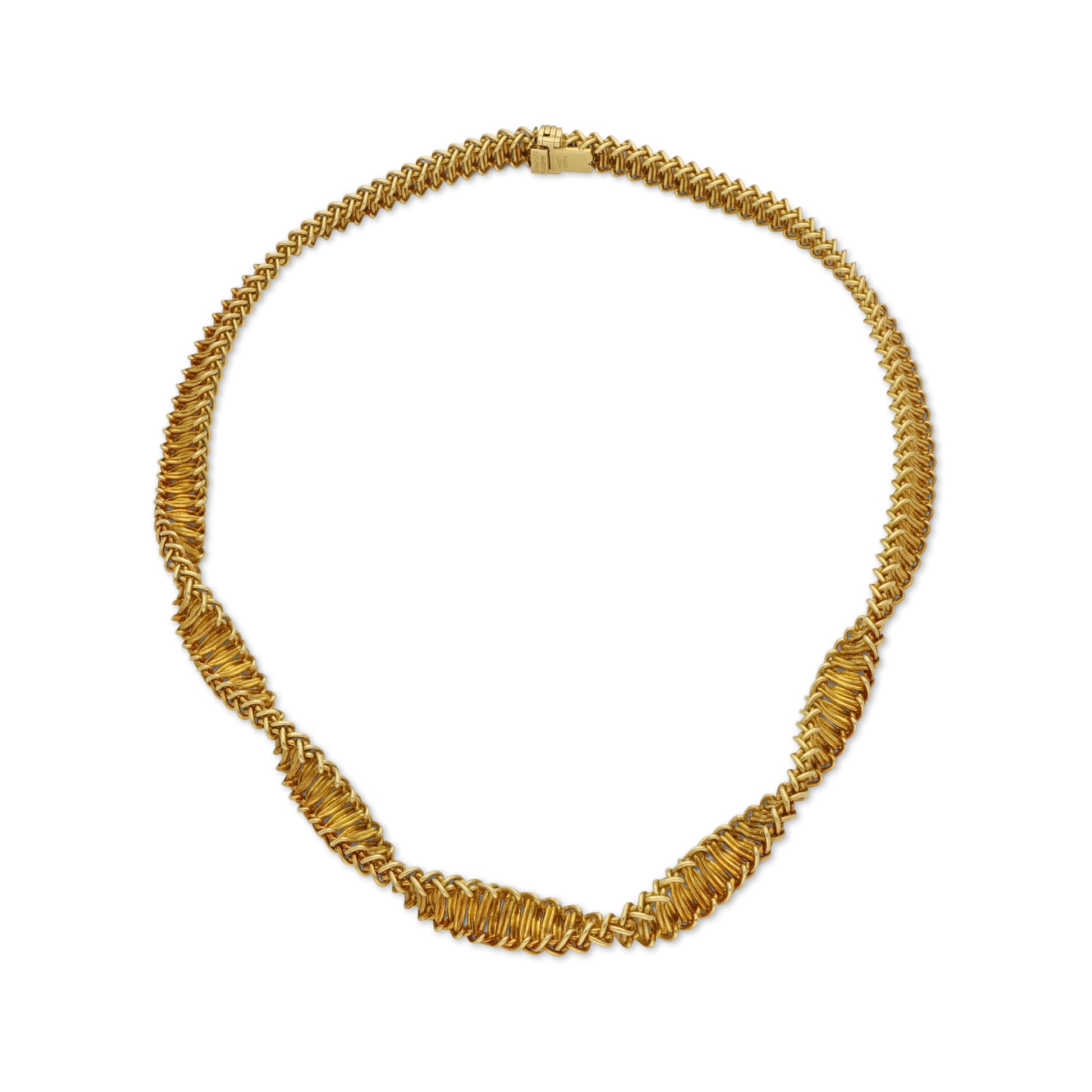 Cartier French 1960s 18KT Yellow Gold Twisted Woven Necklace front view
