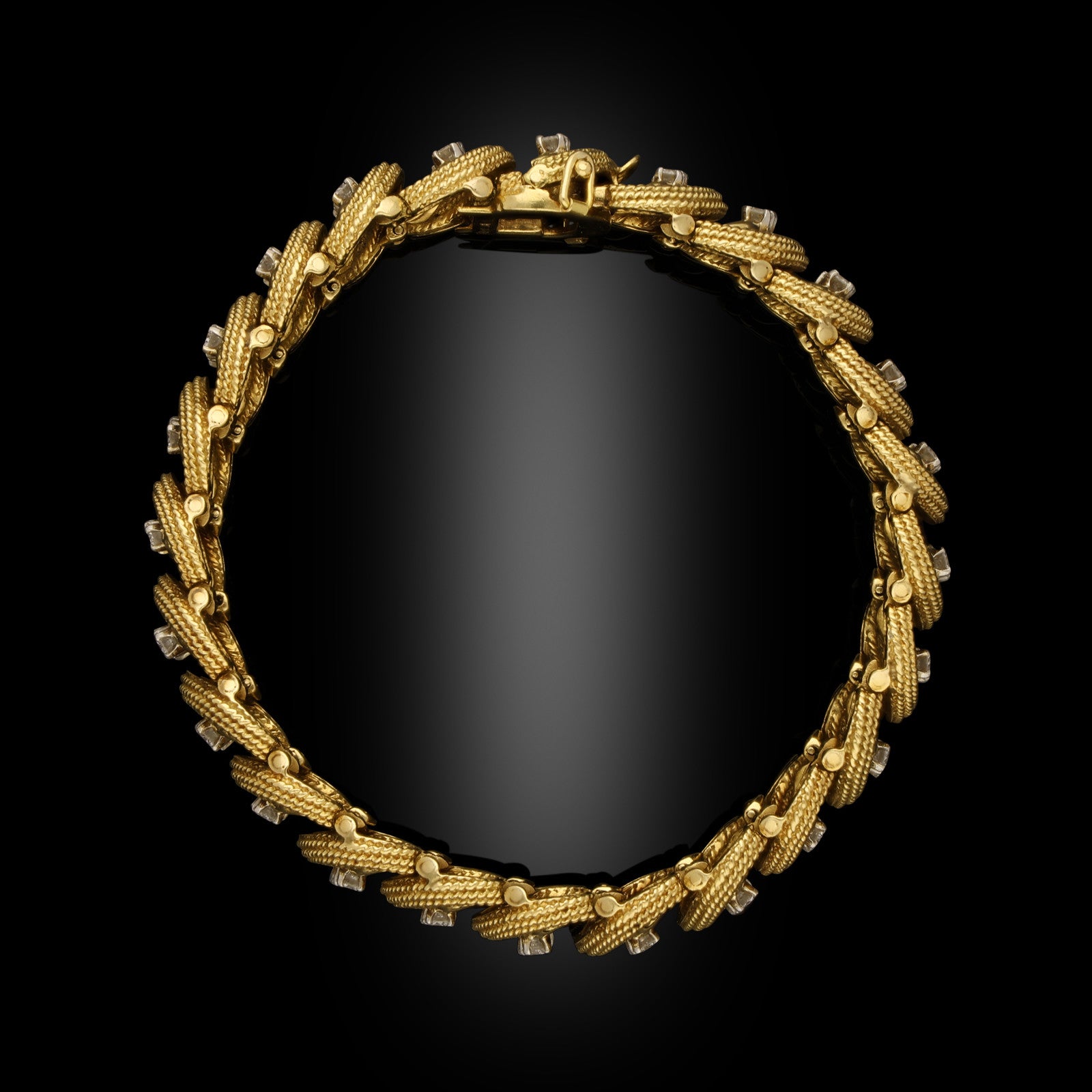 Cartier Retro 18KT Yellow Gold Diamond Bracelet top view