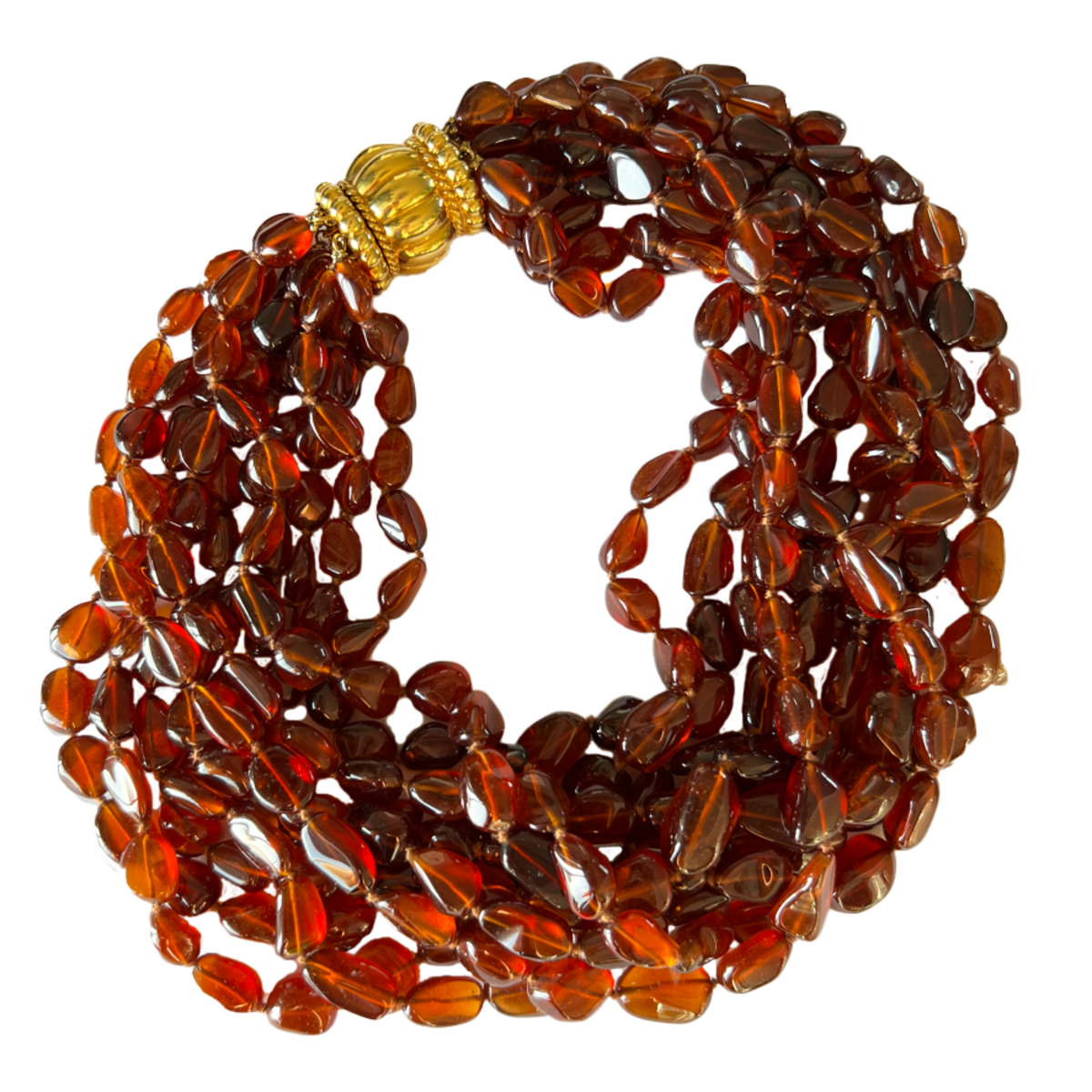 Fulco Di Verdura 1980s 18KT Yellow Gold Garnet Necklace front view