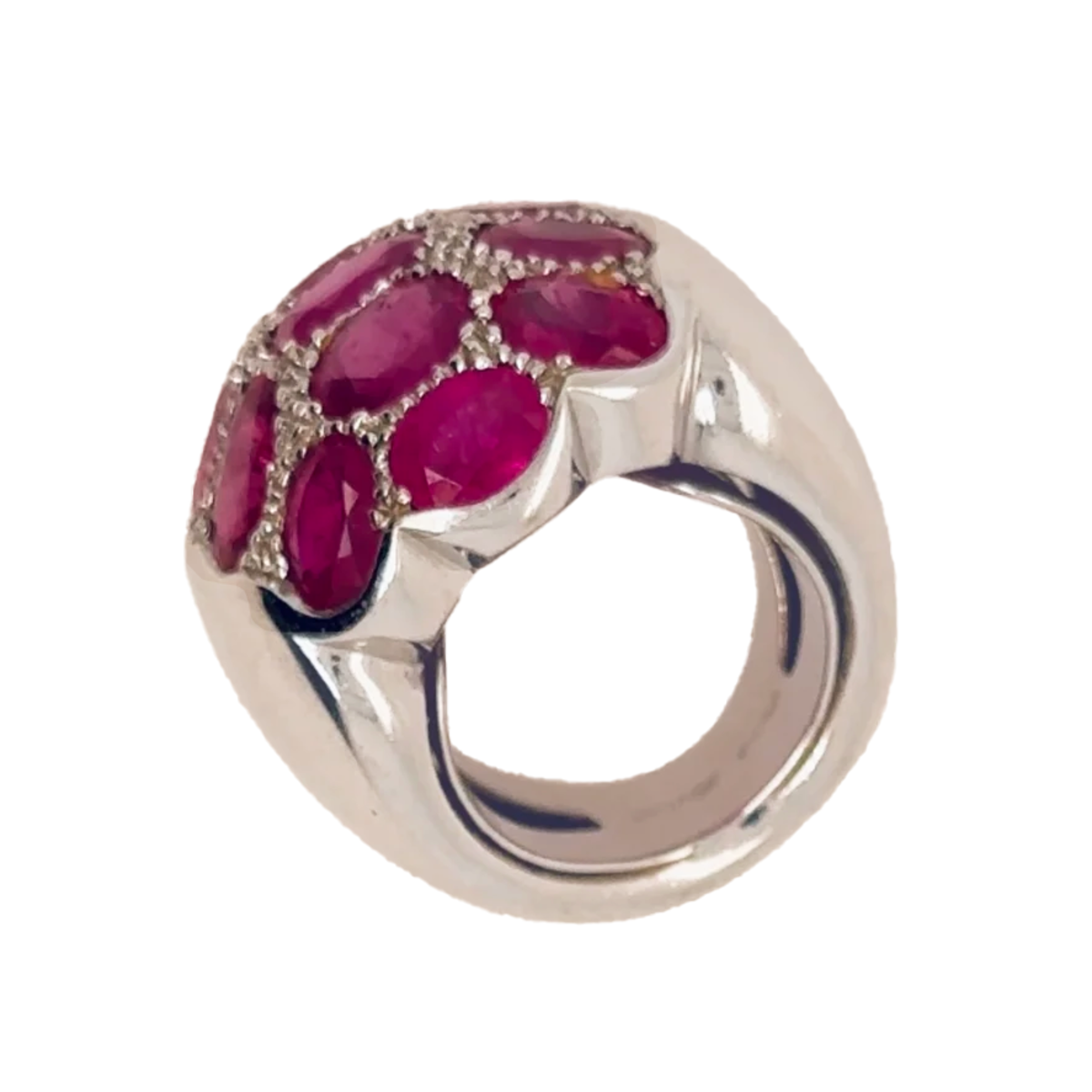 René Boivin 1980s 18KT White Gold Pink Sapphire Ring front top view