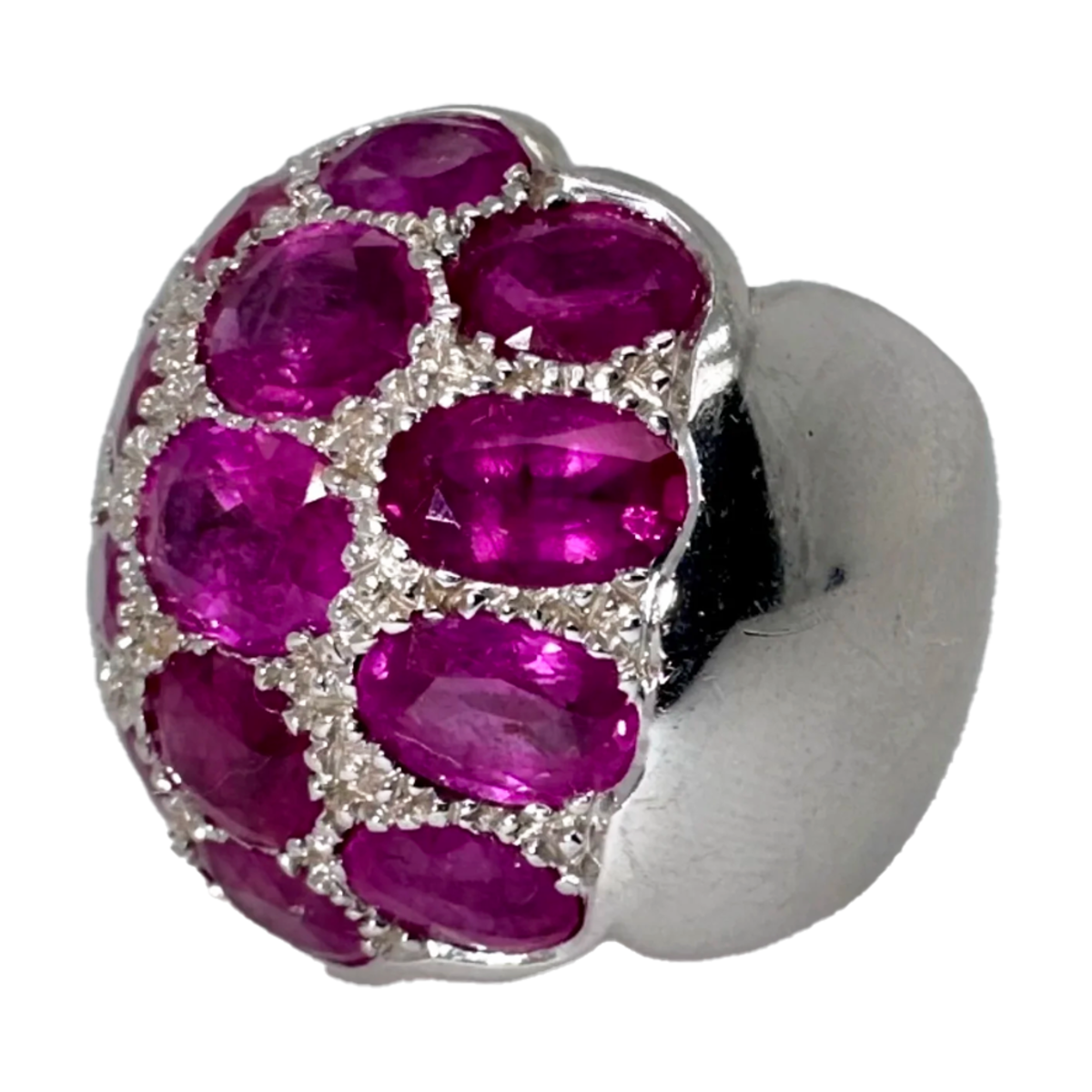 René Boivin 1980s 18KT White Gold Pink Sapphire Ring front view