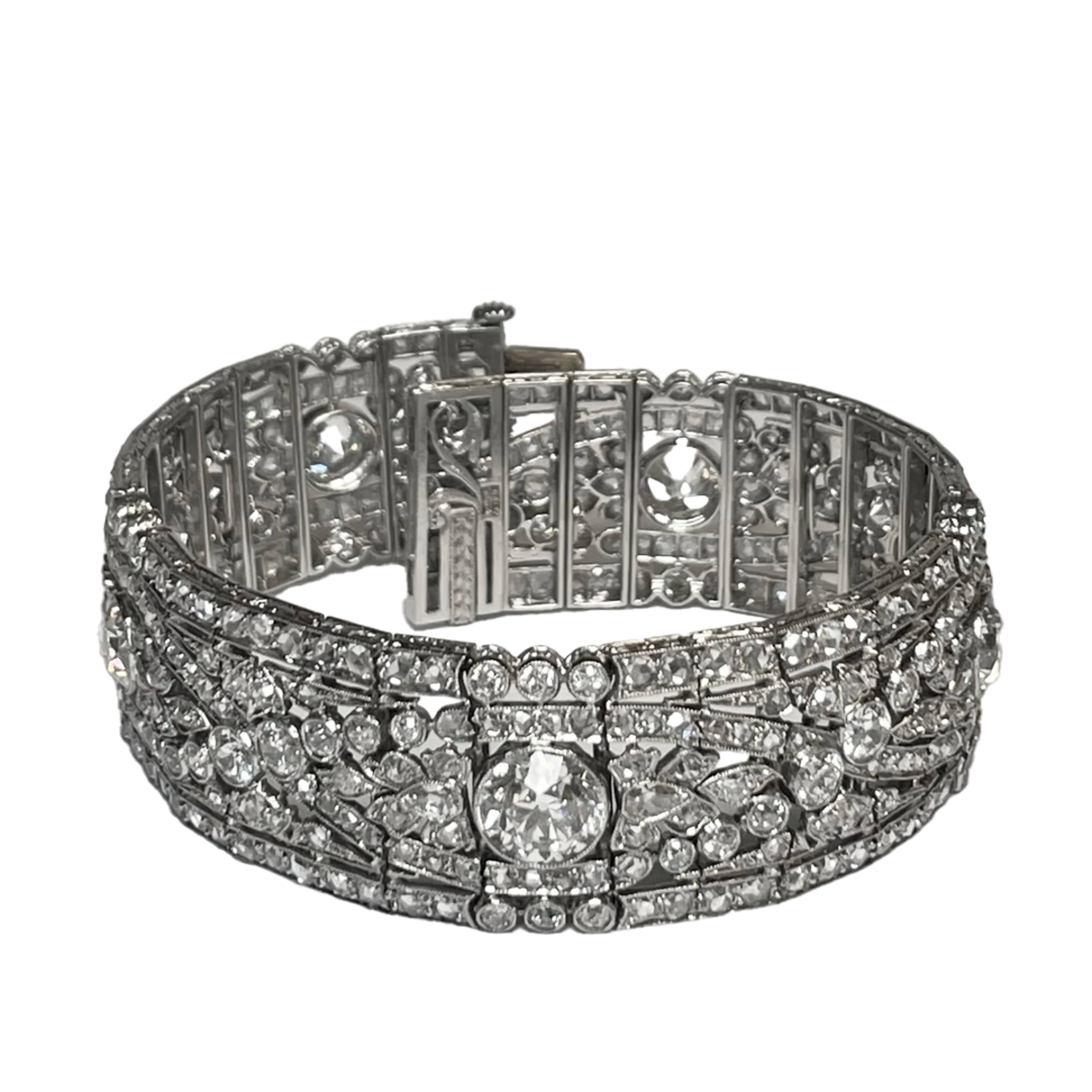 Oscar Heyman Bros Edwardian Platinum Diamond Bracelet front view