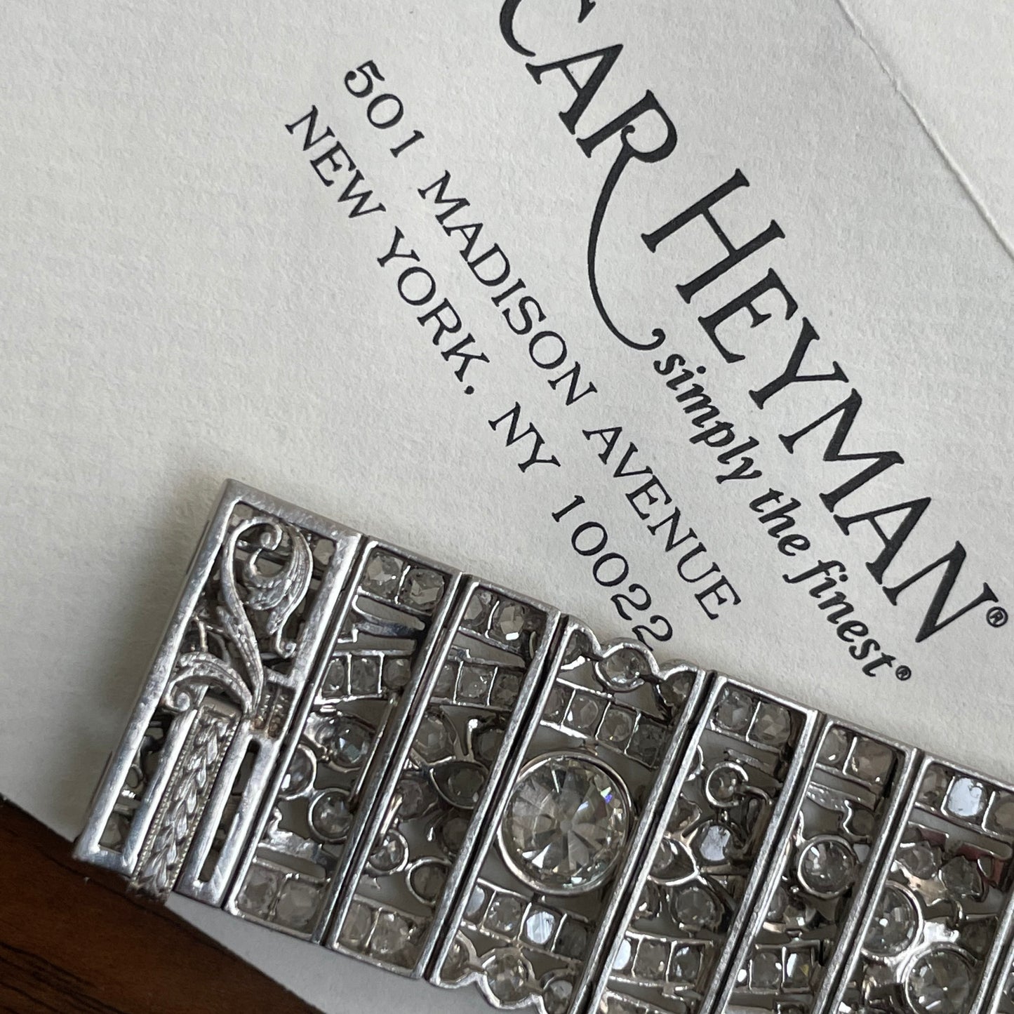 Oscar Heyman Bros Edwardian Platinum Diamond Bracelet close-up details back view