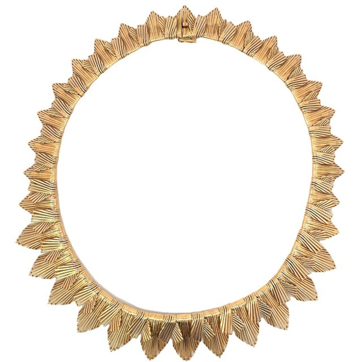 1960s 18KT Yellow Gold Fringe Necklace front view
