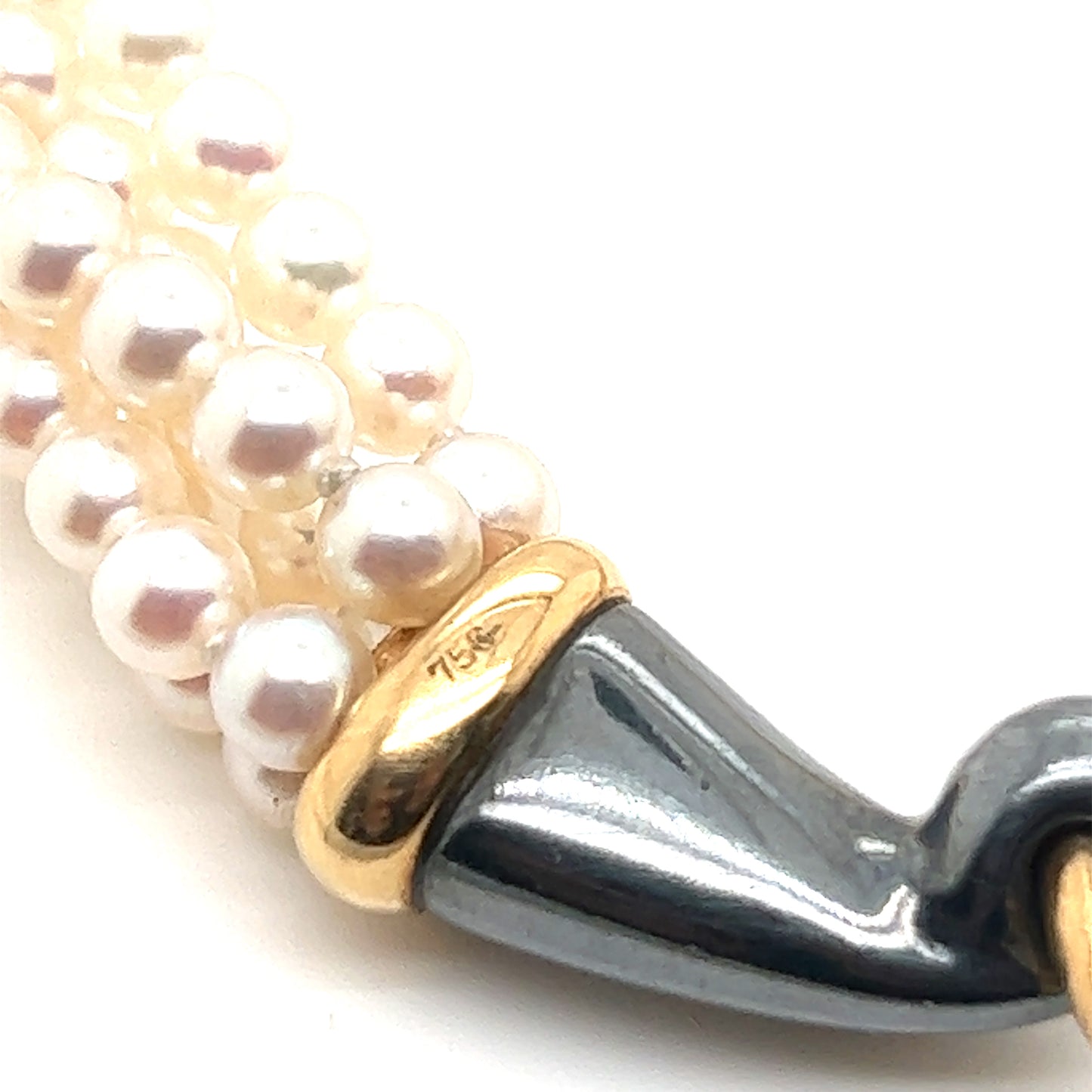 Cartier 1980s Silverium & 18KT Yellow Gold Pearl & Emerald Panther Bracelet close-up details