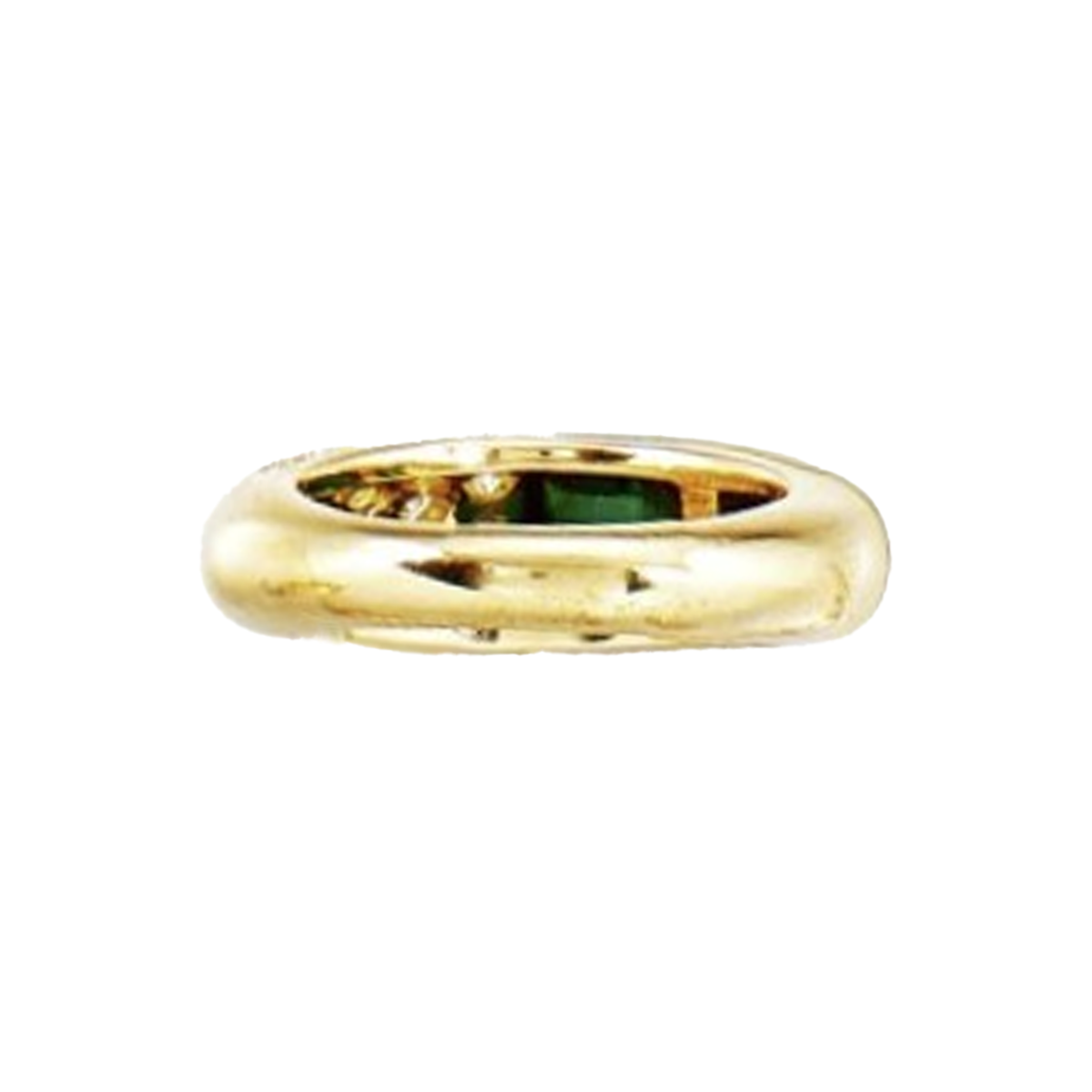 Cartier 1980s 18KT Yellow Gold Chalcedony & Diamond Ring back view