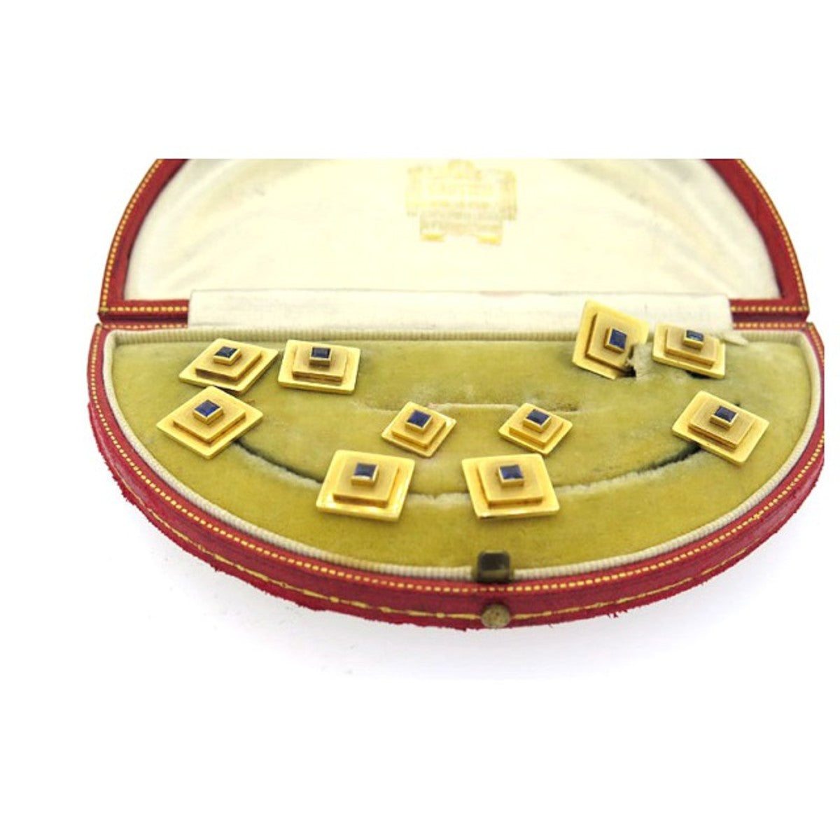 Cartier 1940s 18KT Yellow Gold Sapphire Men's Dress Set in original box