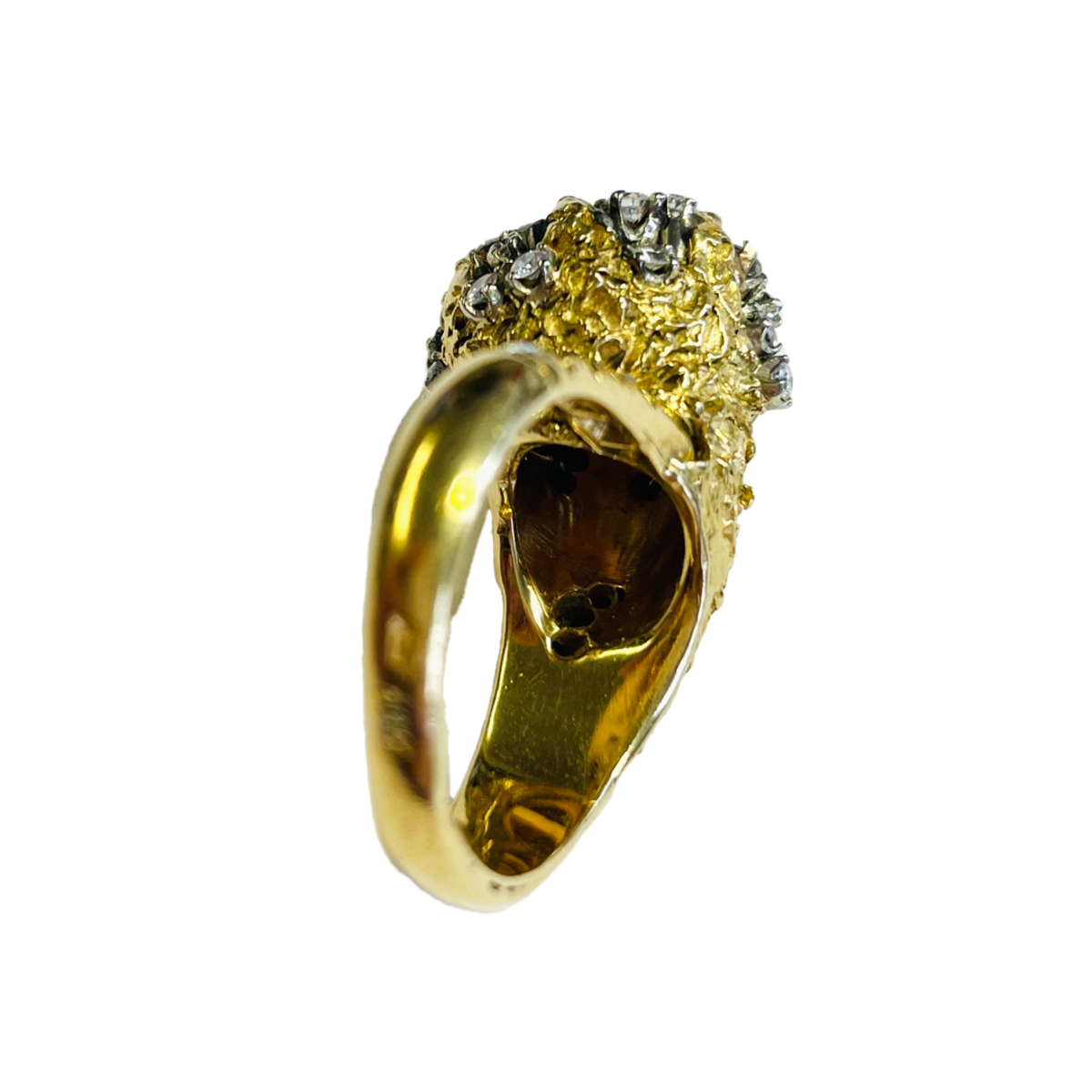1960s 14KT Yellow Gold Citrine & Diamond Ring back view