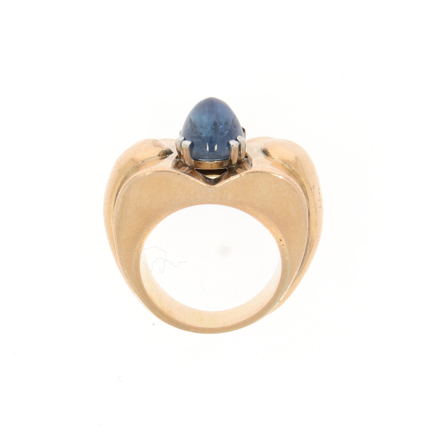 1950s 18KT Yellow Gold Sapphire Ring profile 