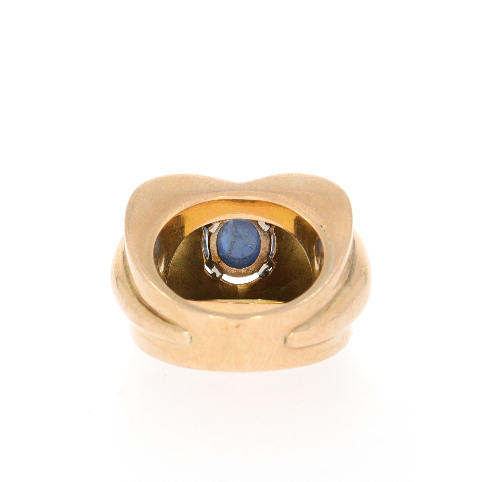 1950s 18KT Yellow Gold Sapphire Ring back