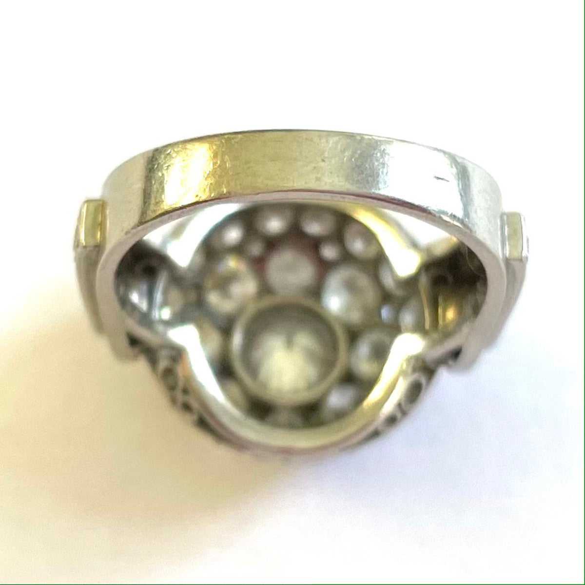 French 1940s Platinum Diamond Ring back