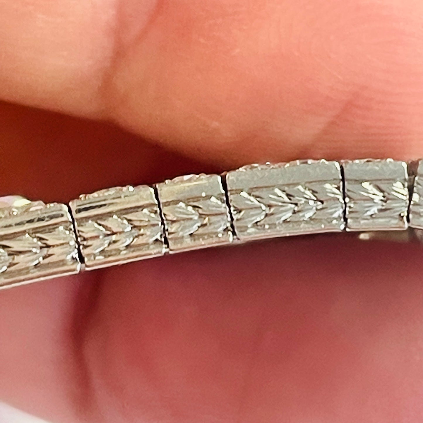 Art Deco Platinum Diamond Bracelet close-up details