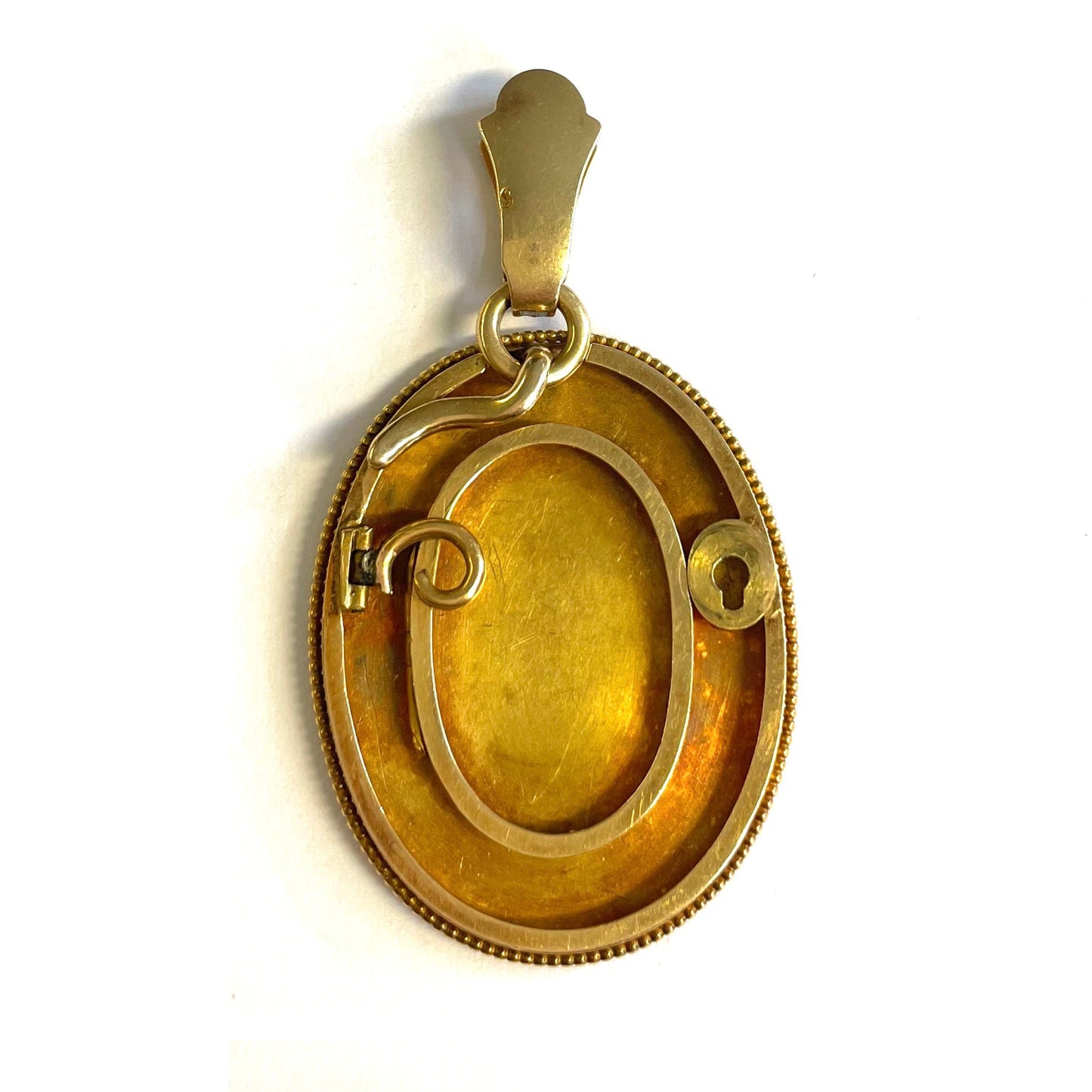 French Victorian 18KT Yellow Gold Enamel Pendant/Brooch back