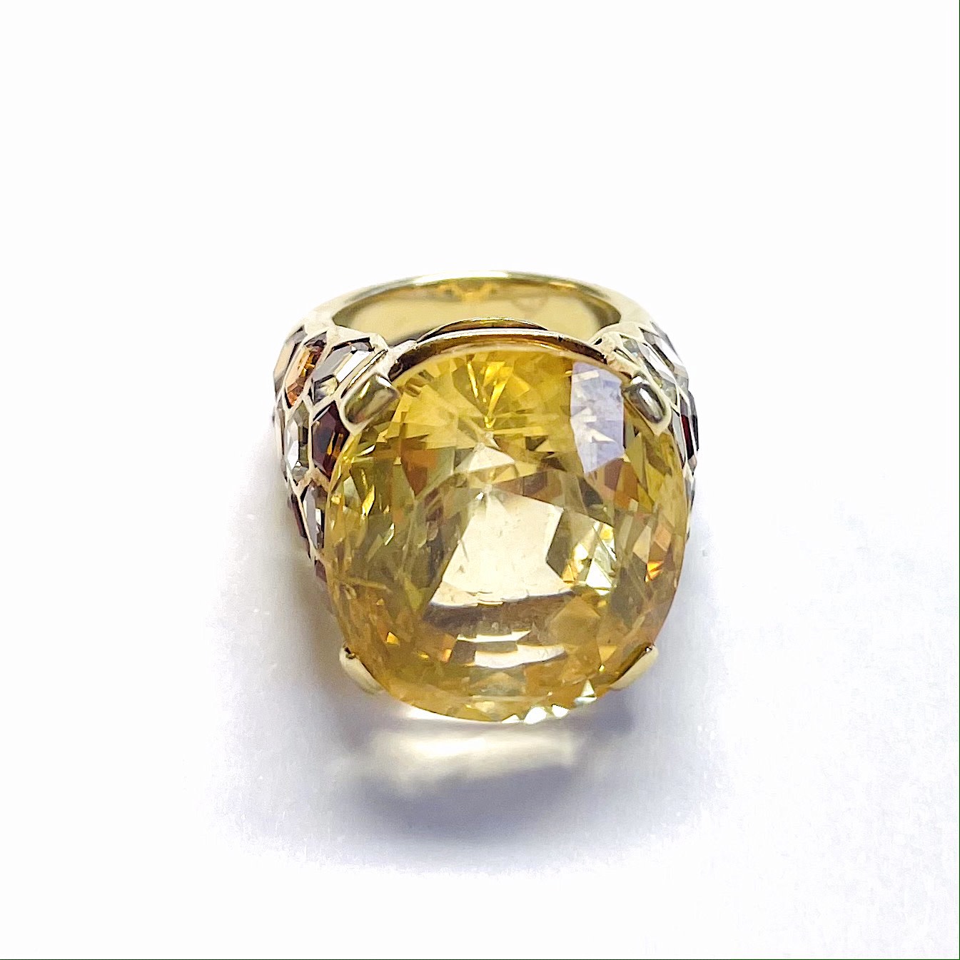 Suzanne Belperron French 1940s 18KT Yellow Gold Yellow Sapphire & Citrine Ring front